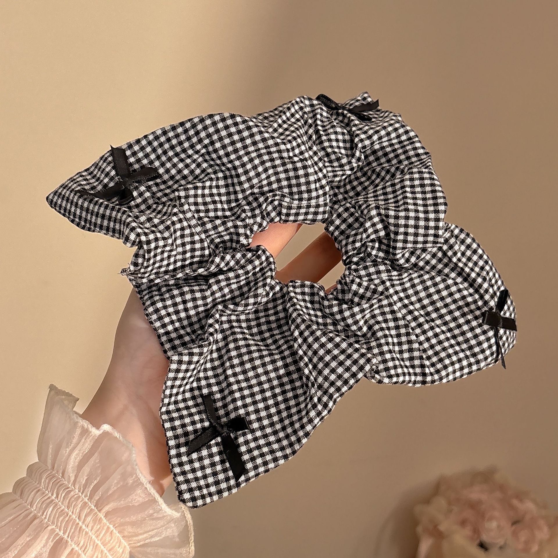 Encaje retro francés, diadema de intestino grueso, mujer 2025, nuevo estilo, cuerda para el cabello, banda de goma, lazo, dulce cuerda para el cabello, accesorios para el cabello