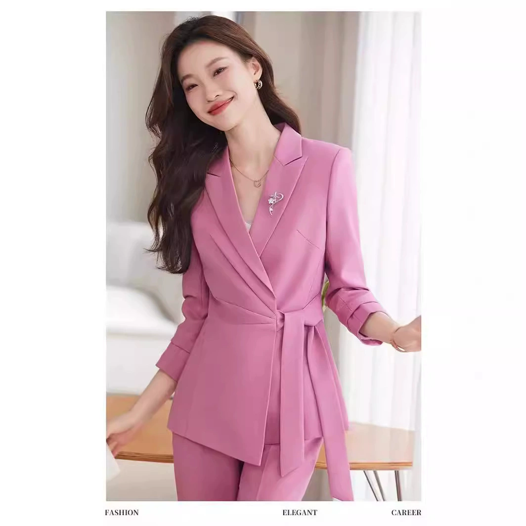 Фиолетовый розовый повседневный костюм костюм женский 2024 новый весенний костюм