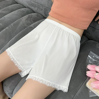 冰丝安全裤女夏薄款外穿防走光不卷边打底短裤居家宽松白色保险裤
