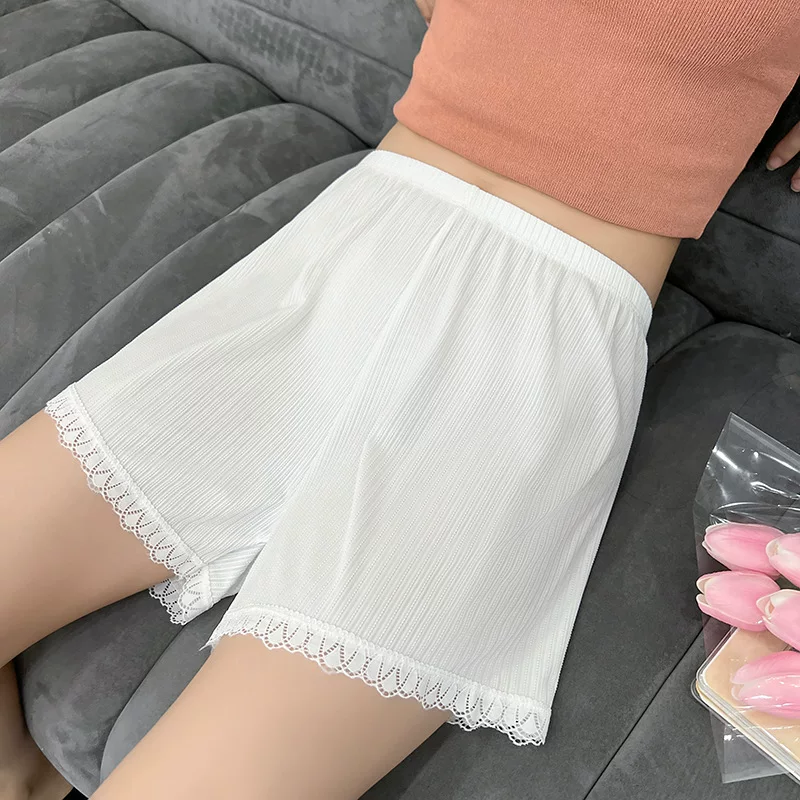 Silk safe thin trousers, protective underware, white shorts, loose fit