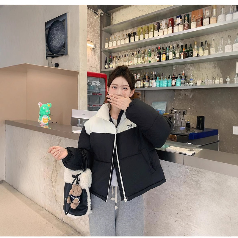 冬季新款棉服女短款2025新款小个子棉衣面包服宽松拼色棉袄女外套|undefined