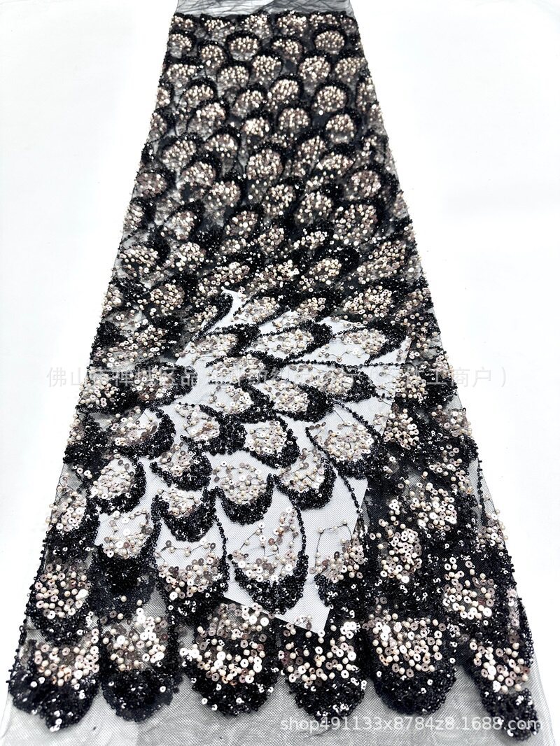 Nueva moda de la industria pesada tela bordada de perlas Gaoding cena de fiesta vestido de baile tela de trajes de vestido transfronterizo