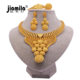 Jamila Dubai 24K Gold Plated Bridal Jewelry Set Indian Classic Necklace Bracelet Ring Earrings Four Piece Set