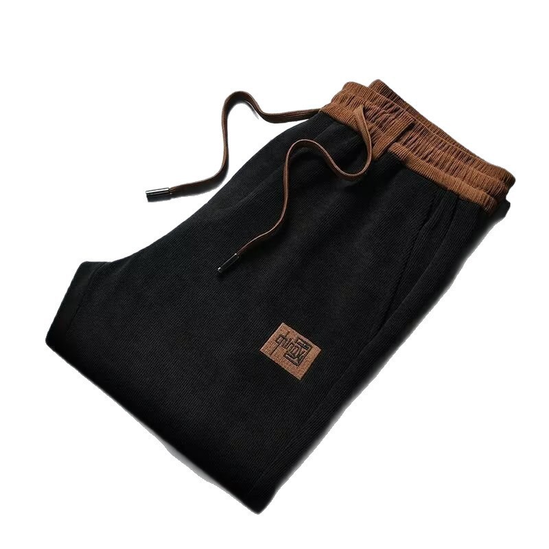 Invierno cálido hombre elástico cómodo mecha de lámpara recta pantalones de calzado de lana para hombre pantalones deportivos casuales sueltos