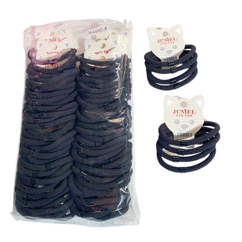 La banda de goma de la cola de caballo del todo-fósforo de las mujeres de la banda del pelo negro grueso de la cuerda del pelo del estilo coreano alta elástico de la cuerda del pelo no duele los accesorios del pelo