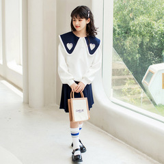 女童套裝2024新款兒童春秋裝韓版中大童衛衣短裙兩件套女孩JK套裙