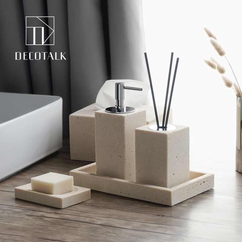 Sandstone Yellow Cave Stone Bathroom Five-piece Wash suit Wash Table Tray Model Room Aromatherapy Ornaments