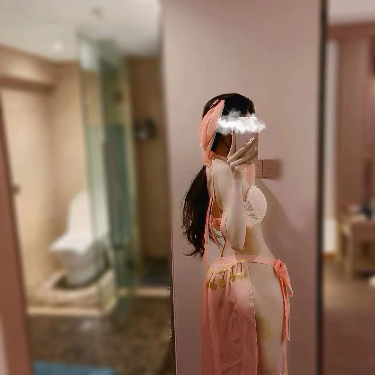 Court Pure Desire Hanfu Lingerie Set with Veil, Bandeau, Skirt and Panties — detail image 21