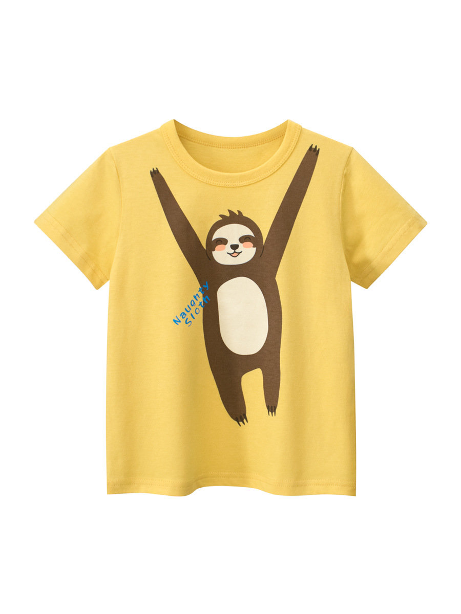 27kids verano nuevos productos ropa para niños dibujos animados para niños camiseta de manga corta al por mayor ropa de bebé para hombres coreanos suministro de Douyin