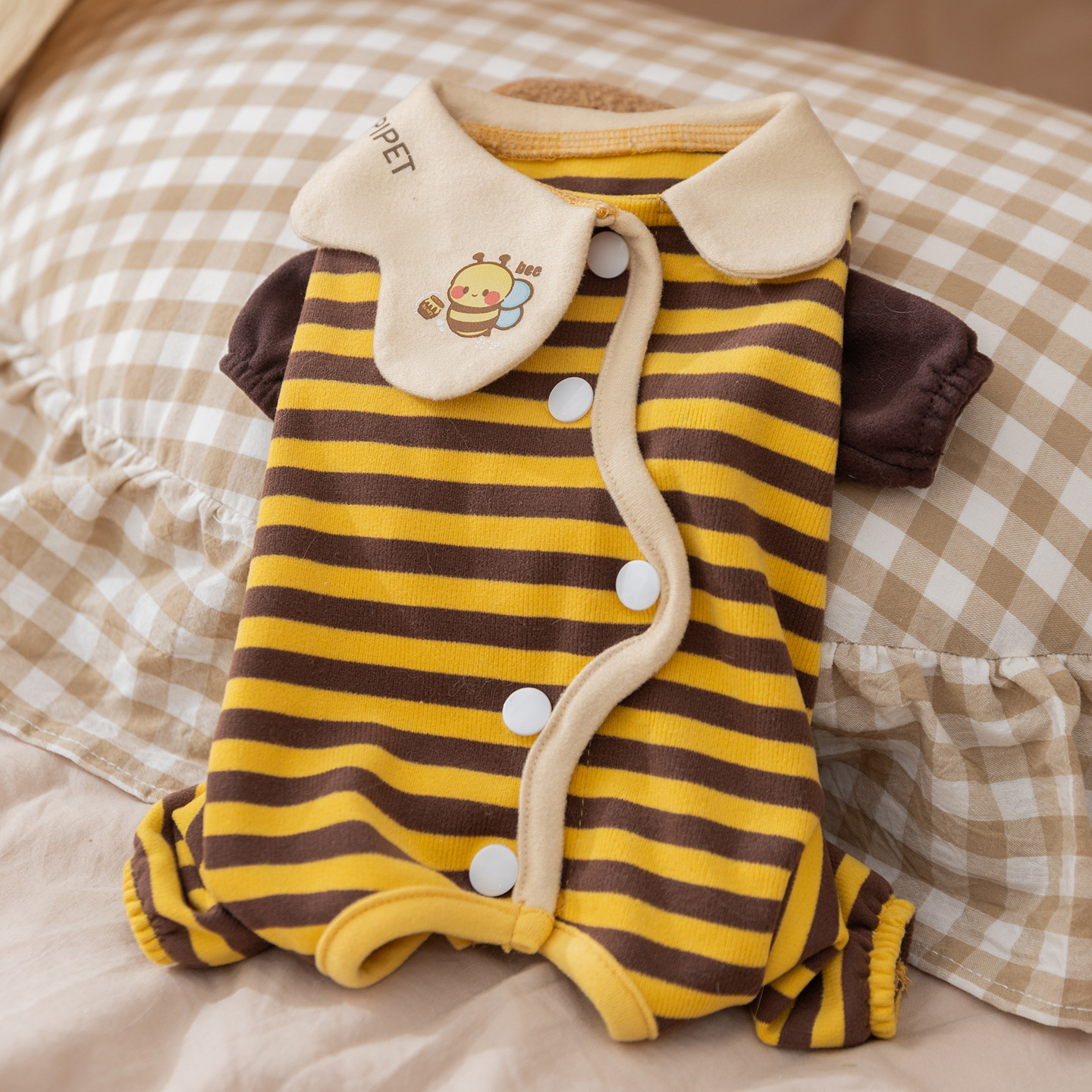 [10% de descuento en preventa] otoño e invierno nuevo estilo perro hippie solapa dibujos animados abeja chaqueta de vientre mascota perro gato ropa image 3