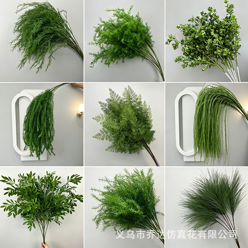 Wedding Decoration with Artificial Green Plants, Green Artificial Flowers for Scene Setup, Forest-Style Dragon Whisker Grass Leaves, Asparagus Grass, Fake Flowers Wedding Decoration with Artificial Green Plants, Green Artificial Flowers for Scene Setup, Forest-Style Dragon Whisker Grass Leaves, Asparagus Grass, Fake Flowers