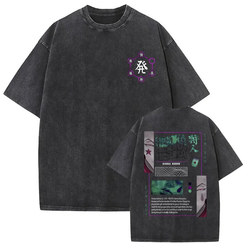 Women's Clothing Washed Vintage Short-Sleeve T-Shirt Street Style 90S Japanese Era X Retro Anime Manga T-Shirt Men's Hunting