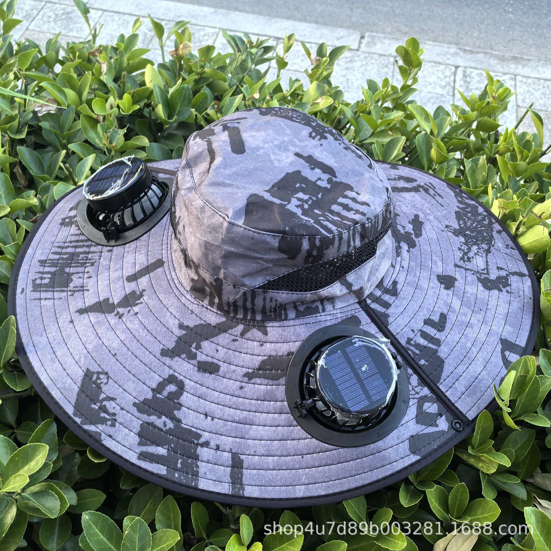 위장 다크 그레이 [듀얼 팬] (태양광 + USB 충전/듀얼 드라이브/강력한 배터리 수명)