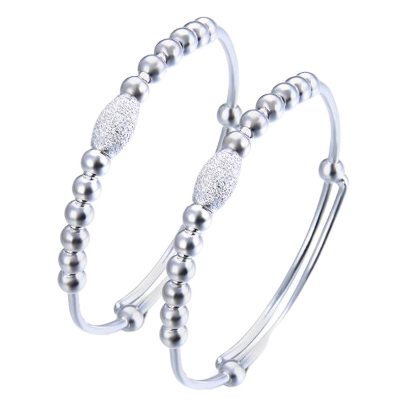 S999 pulsera de bebé de plata pura cuentas redondas con cuentas bebé niños hombres y mujeres push pull pulsera de boca abierta un mes de edad regalo