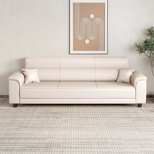 2025 New Model Small Apartment Cream Style Three-Person Cat Scratch Leather Sofa Light Luxury Living Room Modern Simple Straight Row Four-Person