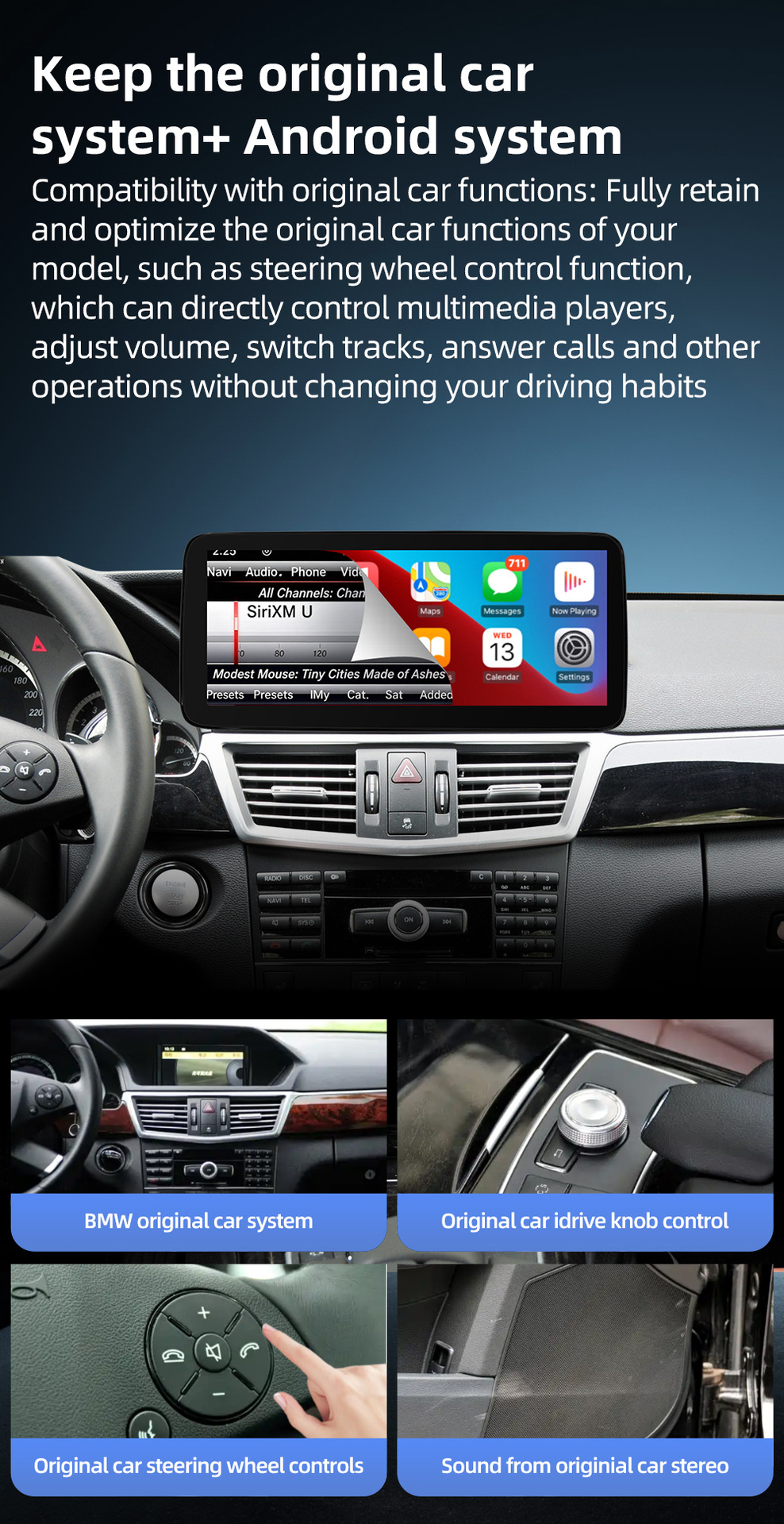Car Bluetooth Carplay Is Suitable for Mercedes-Benz E-Class 4-Door Model W212 2010-2016 Navigation Center Console Large Screen
