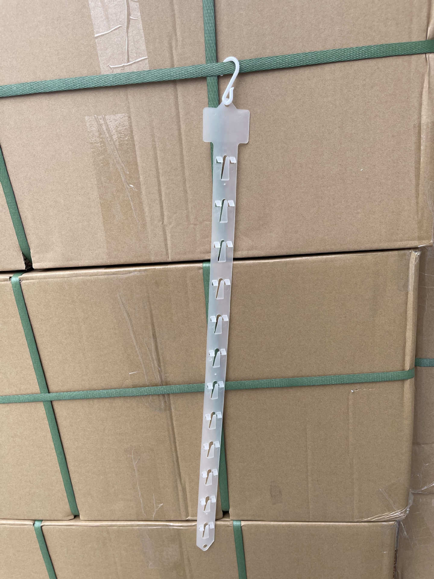 Tiras colgantes de plástico PP con ganchos para exhibición de alimentos en supermercados, 12 posiciones