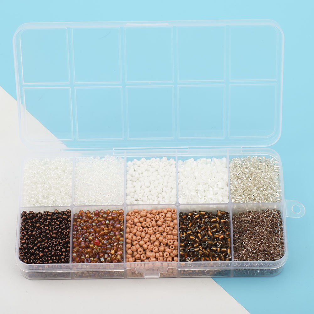 Cuentas de arroz 10 cuadrícula multicolor caja clásica de cuentas sueltas sequinilla pulsera pendientes DIY accesorios joyería al por mayor