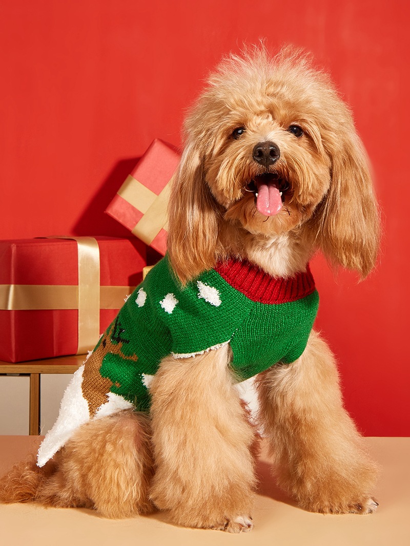 Weihnachtspullover für Haustiere, Weihnachtsbaum, Schneeflocke, Haustier_voghion.com