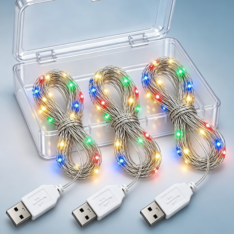 Cross-Border Amazon Direct Supply Manufacturer USB Fairy String Lights Waterproof Low Voltage Environmentally Friendly Suitable for Holiday Christmas Decoration Cross-Border Amazon Direct Supply Manufacturer USB Fairy String Lights Waterproof Low Voltage Environmentally Friendly Suitable for Holiday Christmas Decoration