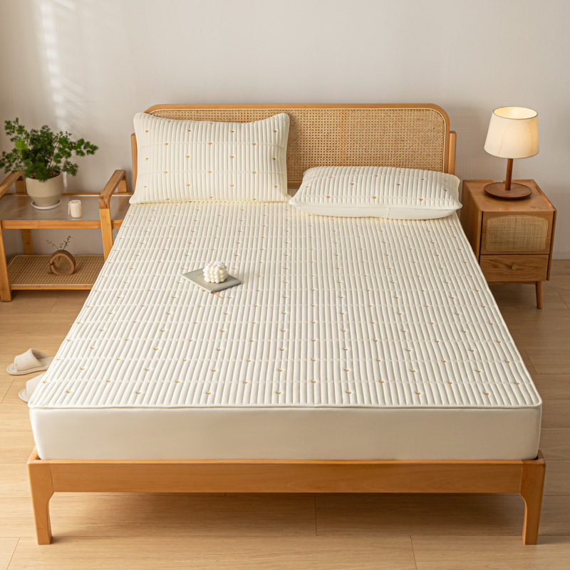 2023 New Model A-Type Soy Fiber Flocked Quilted Sheet Set Single Dust Cover Mattress Protector for Simmons Bed