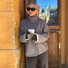 跨境欧美2025秋冬新款女装亚马逊气质优雅立领纽扣长袖毛呢外套