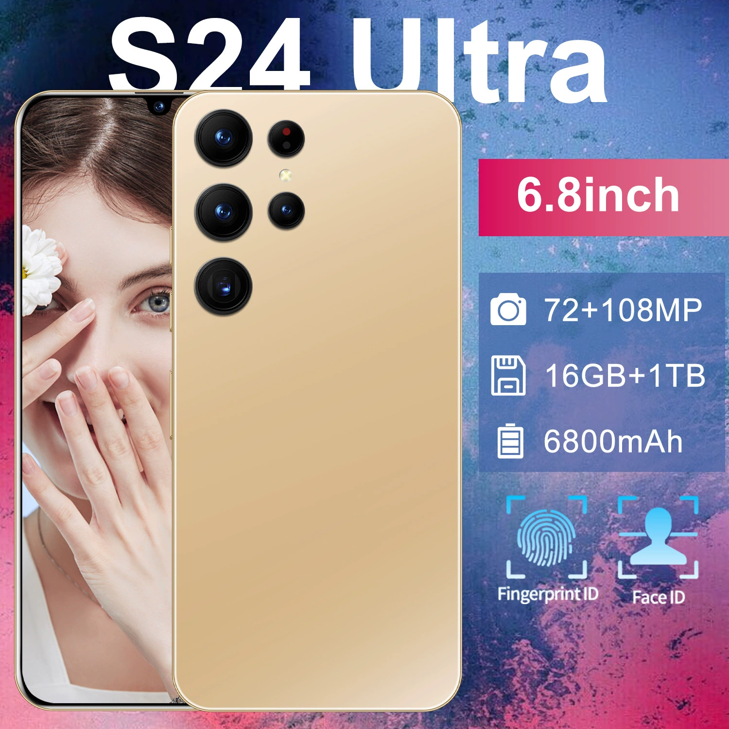 Смартфон S24 Ultra, Android, 16 ГБ, 6.8-дюймовый экран