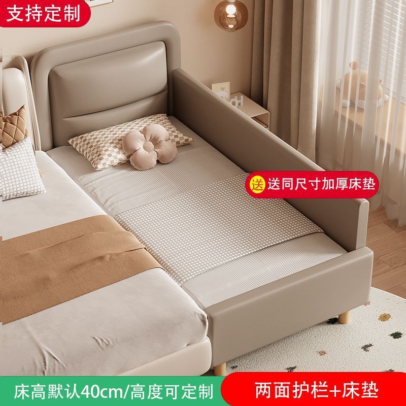 Cama de empalme para niños, cama pequeña ensanchada junto a la cama, envoltura suave con barandilla, cama de bebé para niños, cama de madera maciza, cama grande image 9