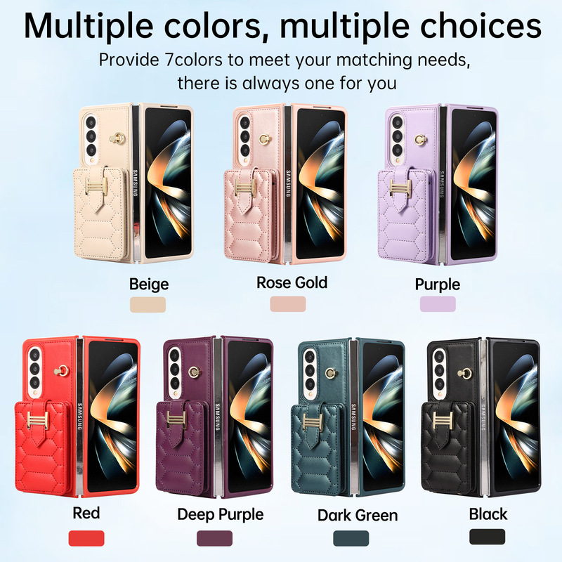 Wholesale for Samsung Z FOLD 5 high-grade crossbody phone case Z FOLD 4 folding screen zipper leather case