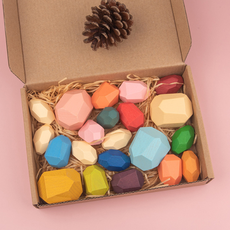 Weiweihu Juego de piedra apilada de color de madera Venta caliente transfronteriza de bloques de construcción de Jenga Juguetes educativos de entrenamiento de integración sensorial para niños