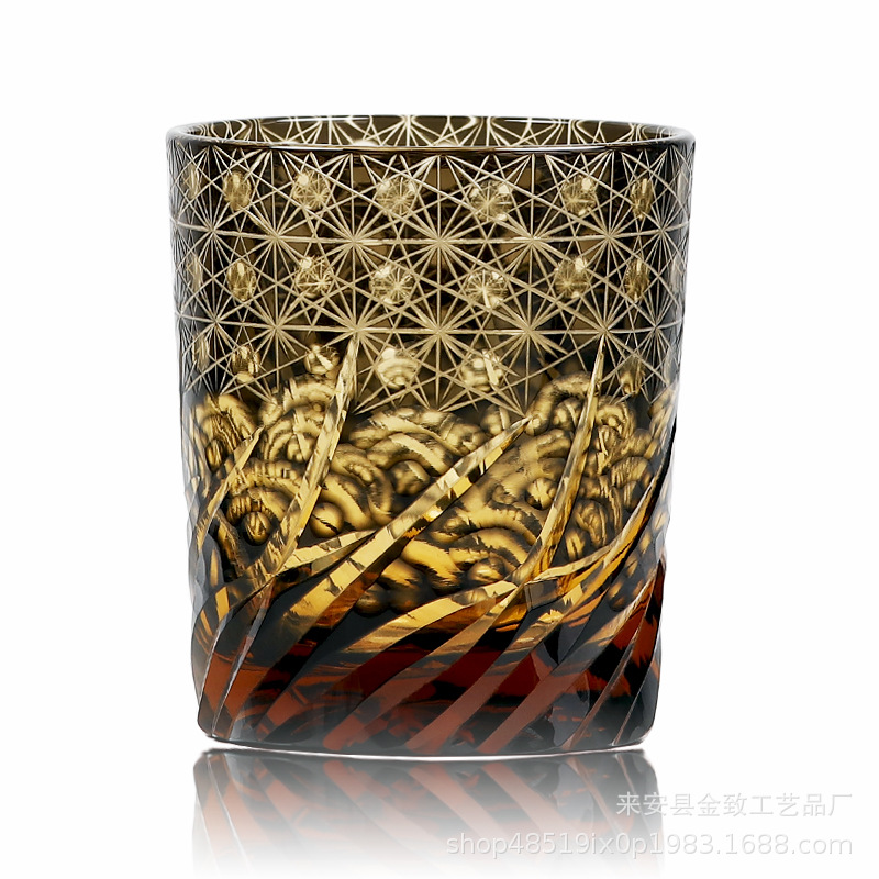 Taza de cristal Edo Kiriko, taza de whisky hecha a mano, taza de vino tinto, taza de vino extranjero de alta gama, taza de vidrio para el hogar, caja de regalo