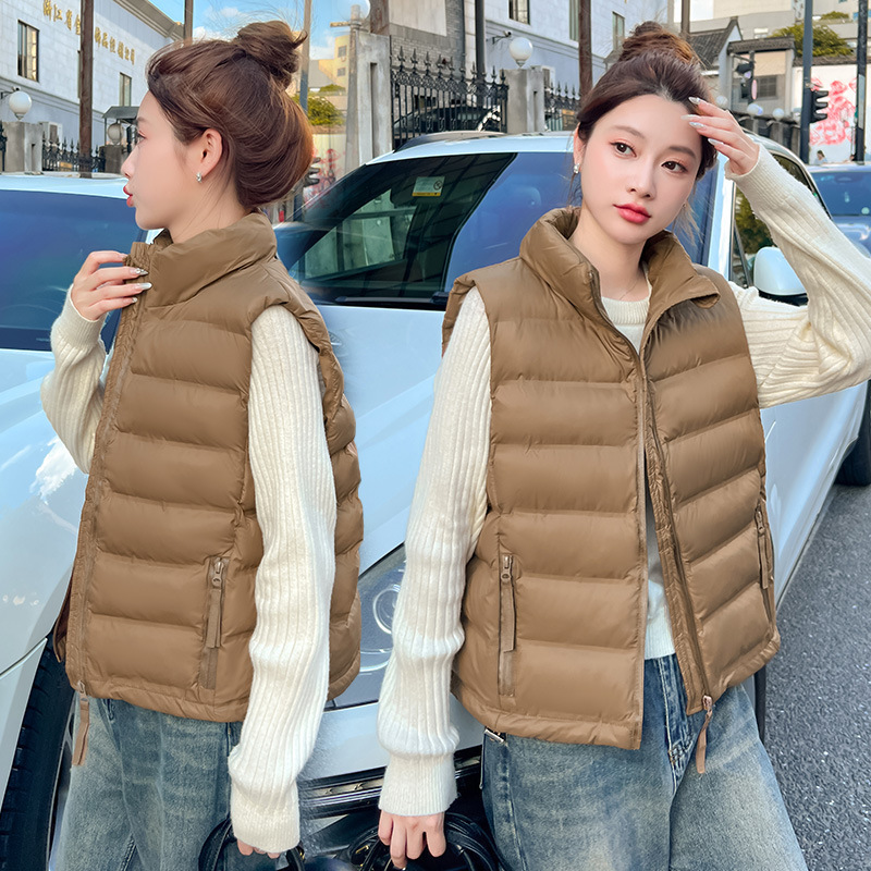 2025新款羽绒棉服马甲女短款轻薄韩版立领坎肩保暖马夹背心外套|undefined