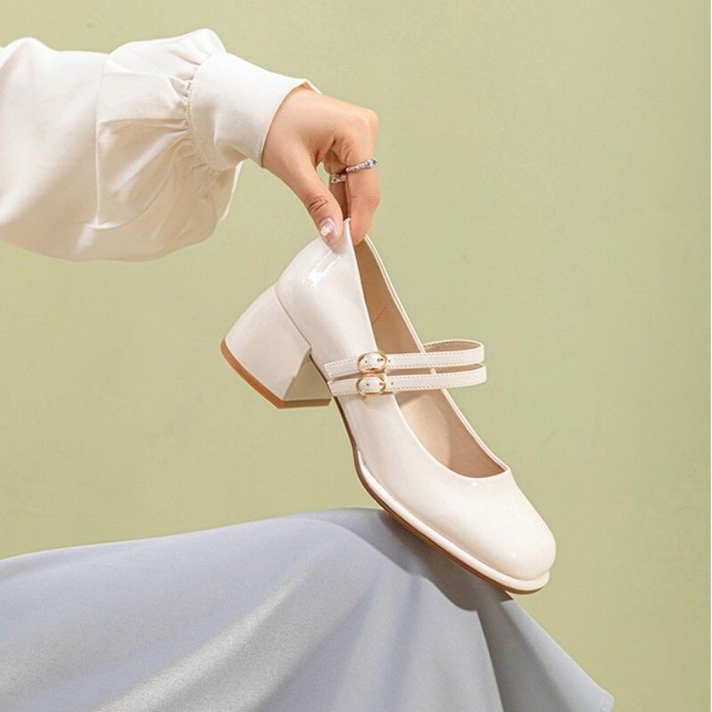 French high heel Mary Jane shoes 2024 spring and summer new retro medium chunky heel JK single-layer shoes fairy style fashion high heels