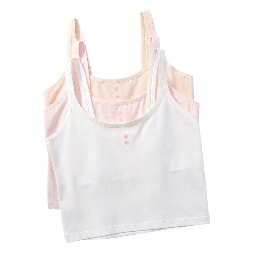 女の子の下着の発育期の学生の若い女性のタイプの中学生の下着の少女の胸の純綿のストラップの子供の小さいベスト