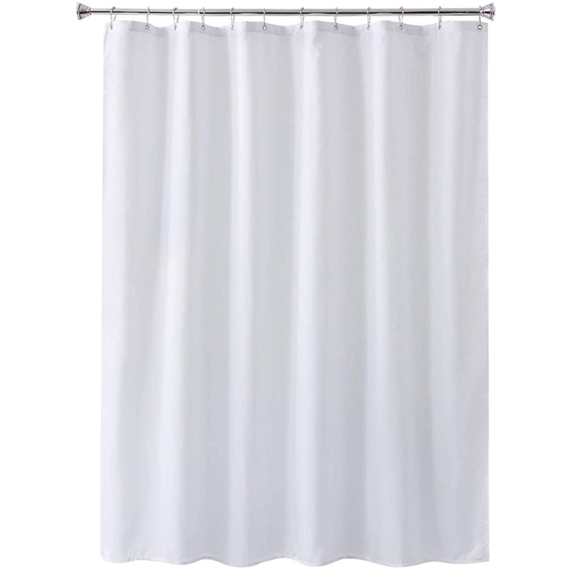 Amazon Cortina de ducha blanca gruesa tela opaca Cortina de ducha llana poliéster Hotel Cortina de ducha impermeable en stock al por mayor