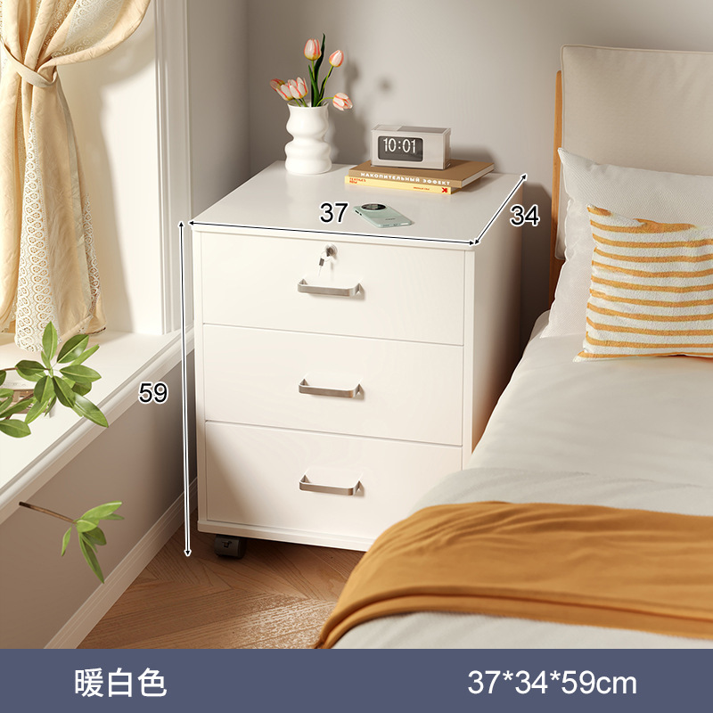 Mesita de noche móvil con cerradura, dormitorio doméstico moderno simple, armario de almacenamiento junto a la cama, armario de almacenamiento simple
