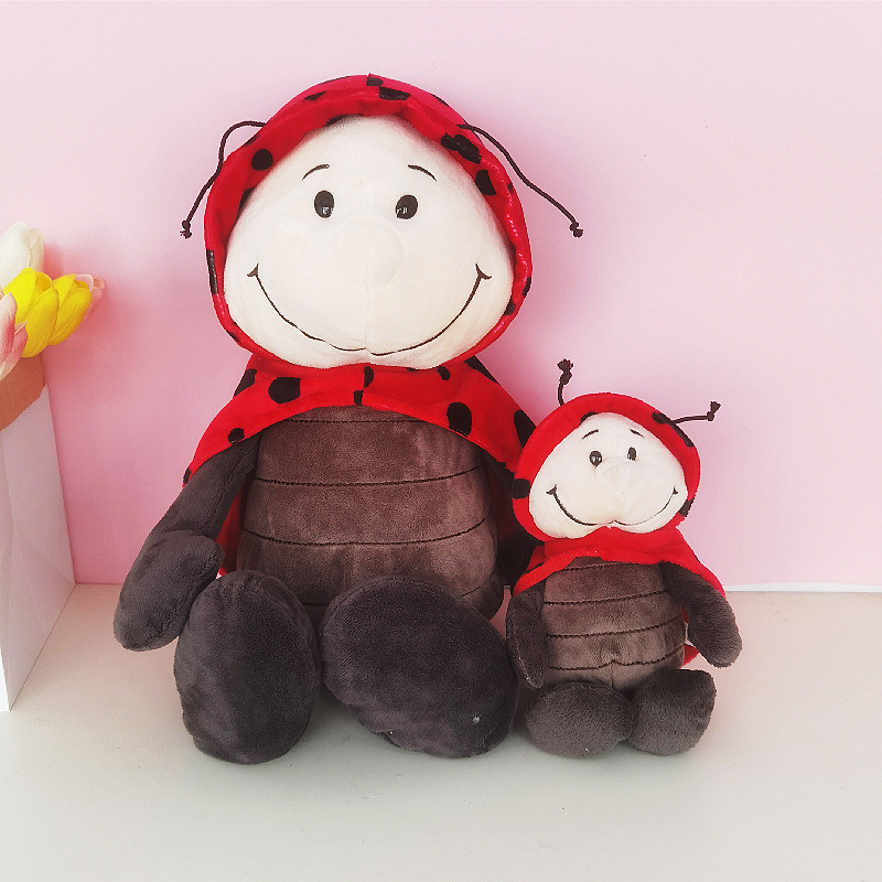 Lindo escarabajo de siete estrellas mariquita muñeca tortuga juguete de peluche niños muñeca insecto muñeca al por mayor a la frontera