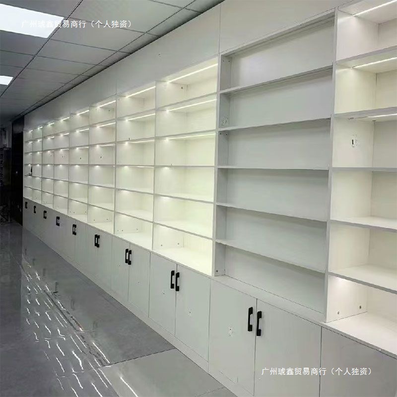 展柜烟酒茶叶礼品摆件实木直播间书柜陈列落地商用靠墙置物展示柜