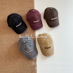 儿童棒球帽春秋季韩版字母复古刺绣男童鸭舌帽