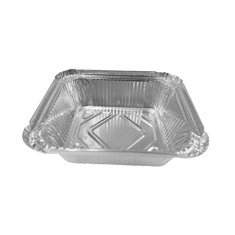 Caja de papel de aluminio desechable de grado de alimentos con cubierta rectangular caja de embalaje comercial caja de aluminio de pescado asado doméstico