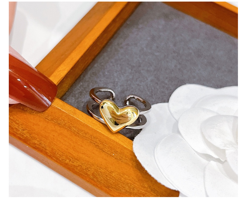 Sweet Heart Shape Copper Plating Open Ring 1 Piece