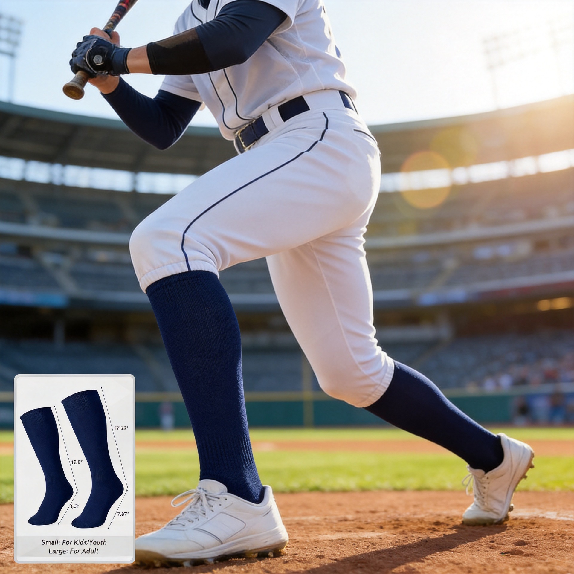 Cross-Border Baseball Socks over the Knee with Towel Bottoms for Adults and Teenagers, Non-Slip, Sweat-Absorbent, Thickened Children's Football Socks, Long Tube Socks
