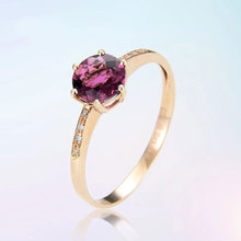 星芙奥俄罗斯585紫金碧玺红石戒指简约气质镀玫瑰金设计开口指环