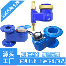国标立式铜罩铜接上进水机械水表工业法兰大口径下进水立式水表