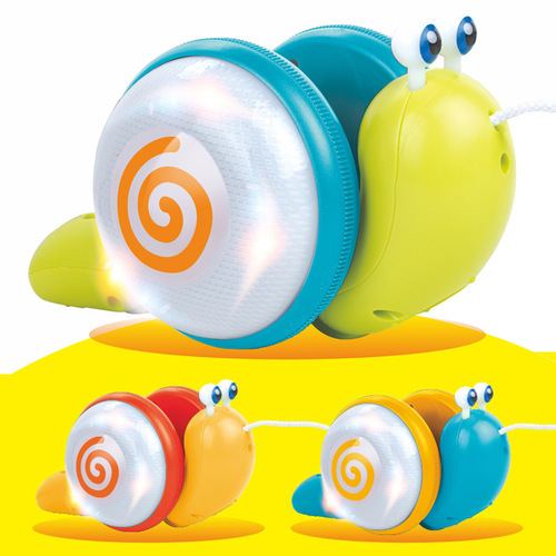 Leash pull string snail glowing music cartoon cute reptile children toddler stall supply toys