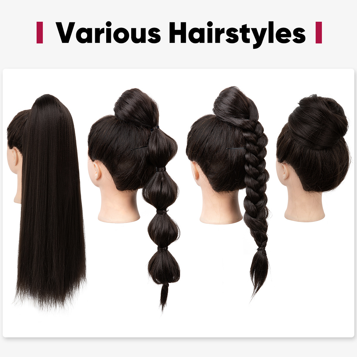 Multicolor Color Women's Casual Multicolor Casual High Temperature Wire Ponytail Wig Clips