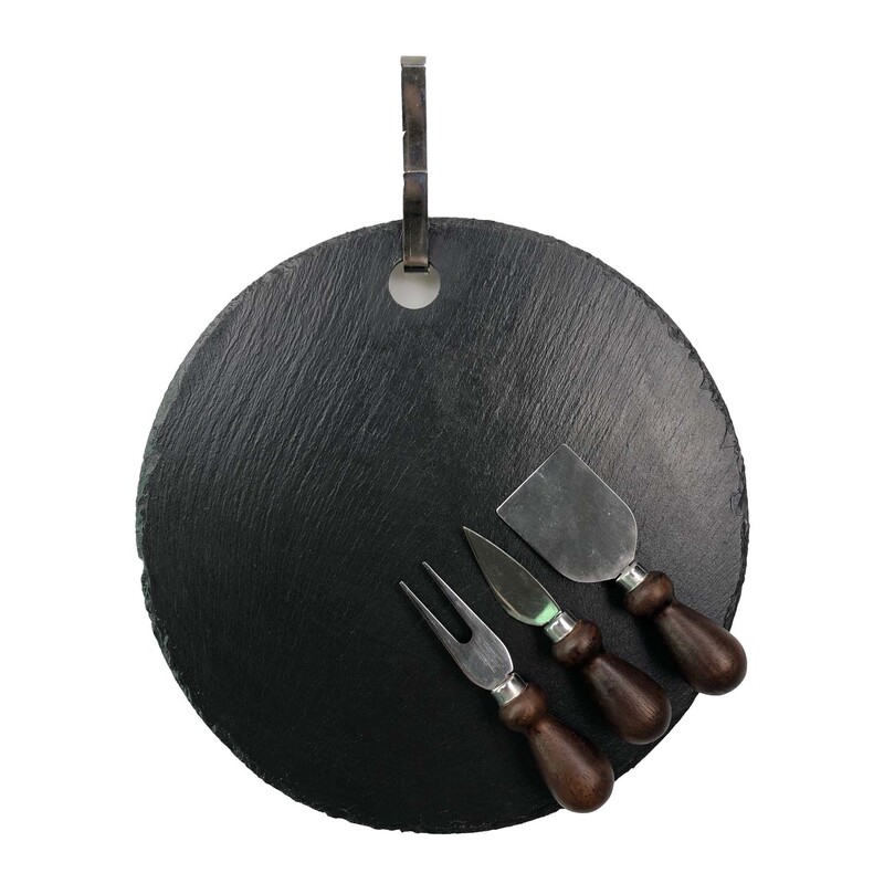 Natural and Good Slate Material Round Stone Dinner Plate Placemat Kitchen Insulation Pad Slate Dinner Plate Set