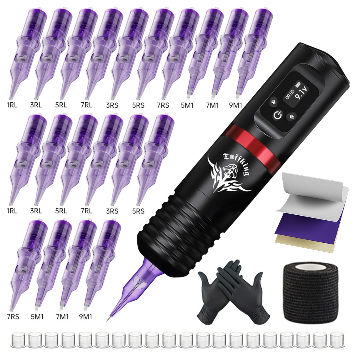 Amazon Tuffking batería inalámbrica pluma máquina de tatuaje conjunto de máquina de niebla de corte de alambre conjunto completo de consumibles