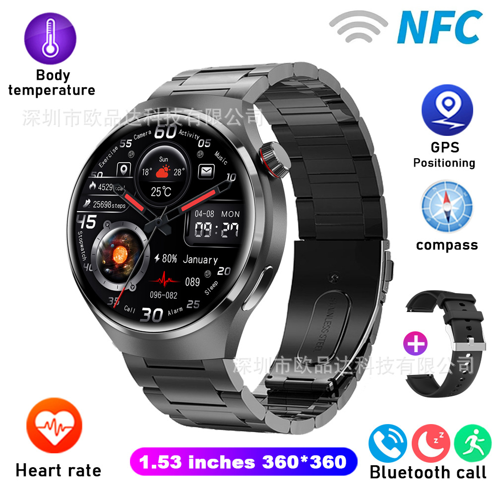 Reloj inteligente deportivo popular transfronterizo Gt4PRO con pantalla redonda, llamada Bluetooth, reloj inteligente deportivo resistente al agua, asistente de voz