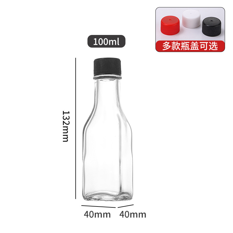 Botella de vidrio de tomate cuadrada al por mayor 250ml botella de ensalada de sushi redonda transparente botella de embalaje